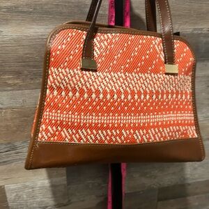 Elegant Woven Orange and Brown Tote Bag